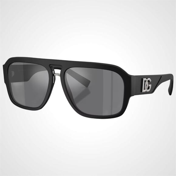 New Dolce & Gabbana Sunglasses Black Matte Aviator Pilot Gray Mirror Black Lens